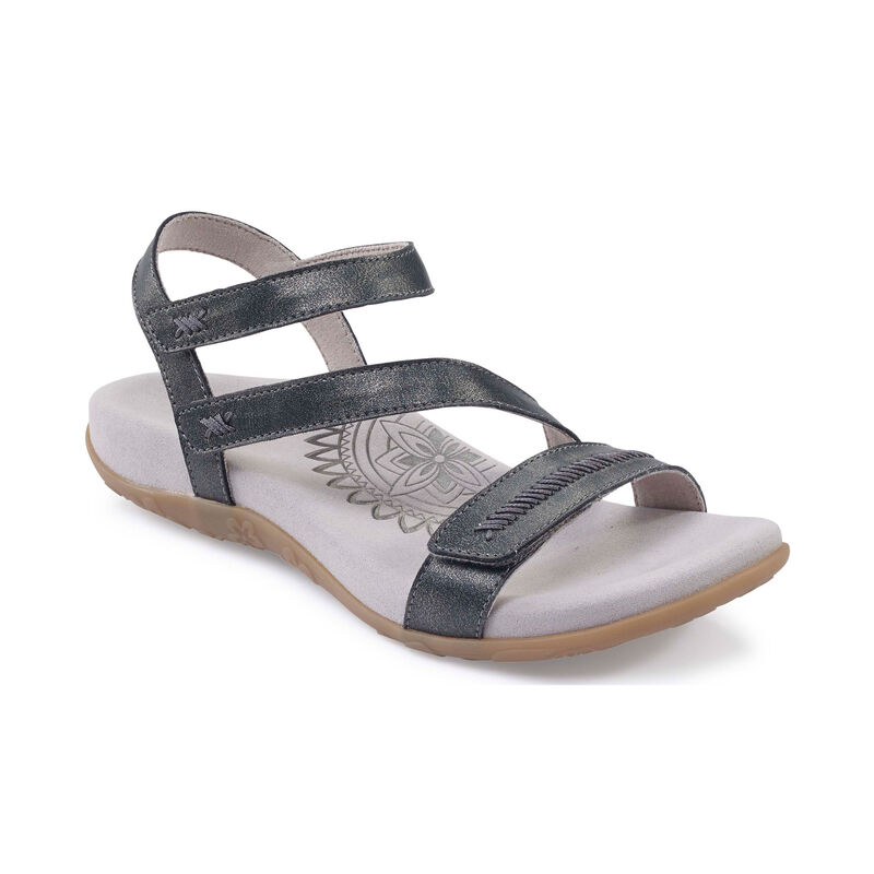 Aetrex Womens Gabby Adjustable Quarter Strap Sandals Pewter - 24KuOju6N